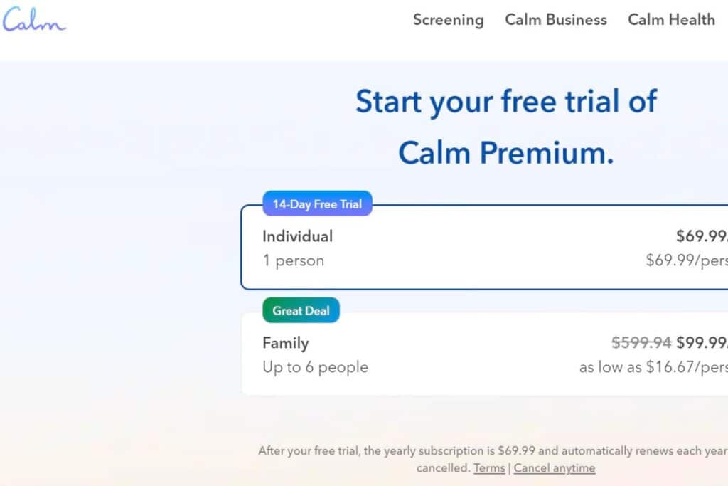 Calm App for Meditation on the road
