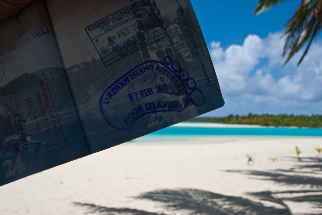 Passport stamp One Foot Island Aitutaki Cook Islands