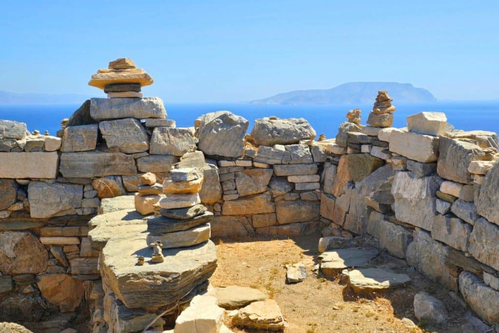 The rock piles of Homer's Tomb on Ios Island