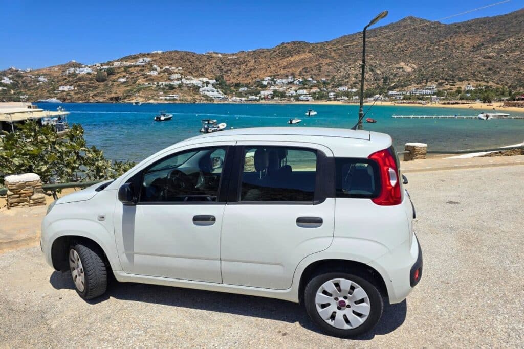 Ios Rental Car on Mylopotas Beach
