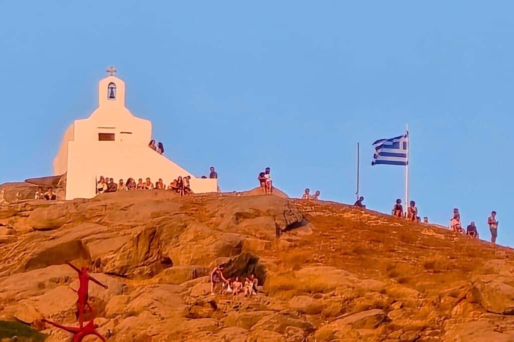 People watching the sunset at the Church of Panagia Gremiotissa on Ios