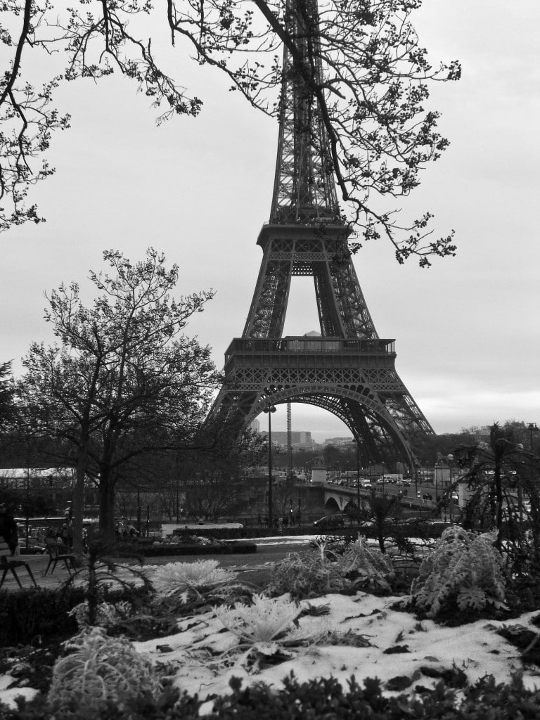 Snow-covered Eiffel Tower Paris