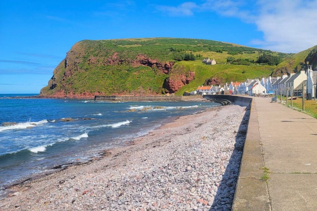 Pennan's pebbled beach
