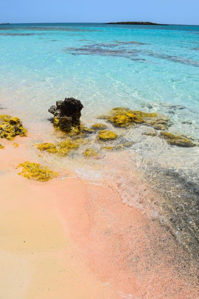 Bright pink sand crystals at Elafonisi Beach Crete