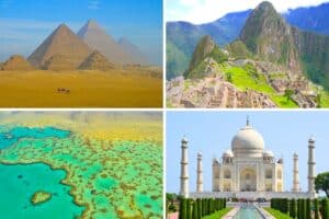Images of the Pyramids Egypt Machu Picchu the Taj Mahal and the Great Barrier Reef Australia