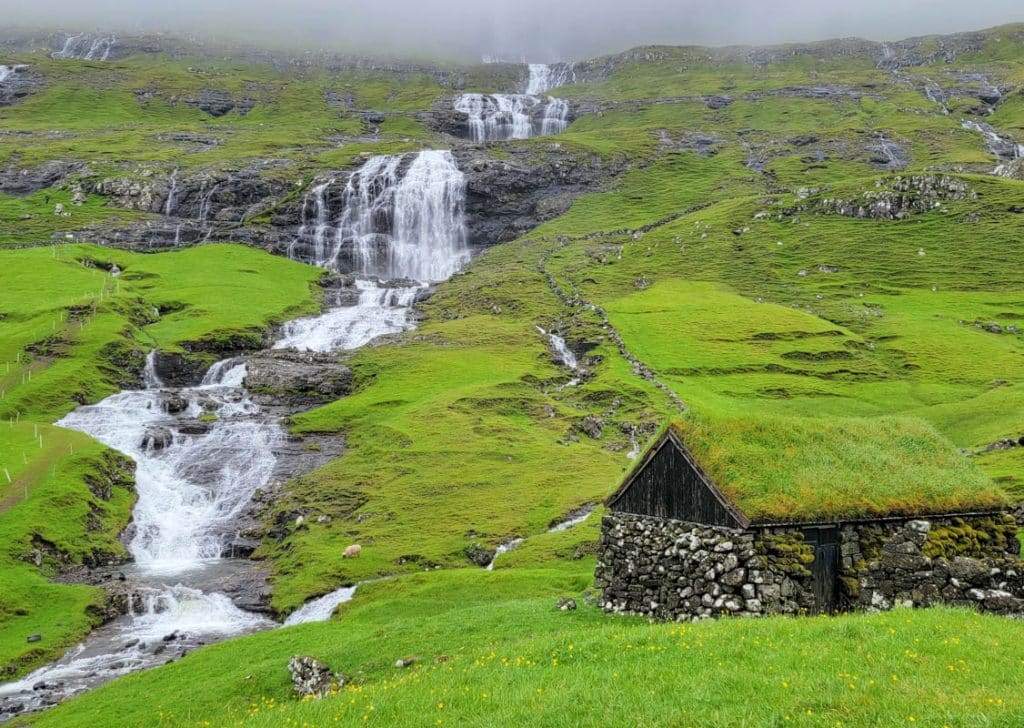 Saksun Village Waterfall Faroe Islands