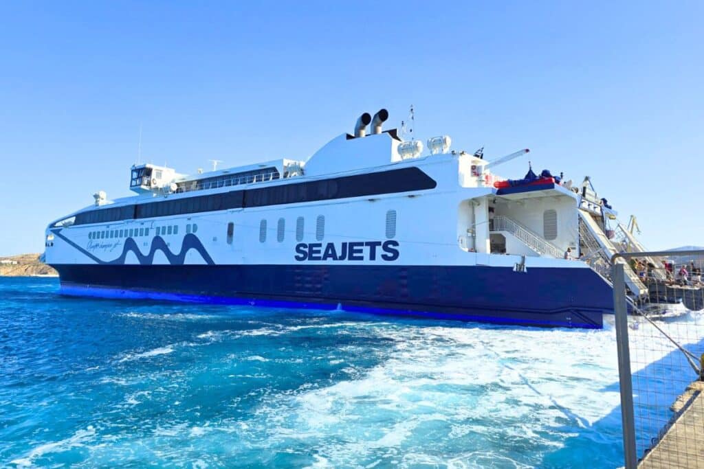 Seajets Ferry in Port in Syros