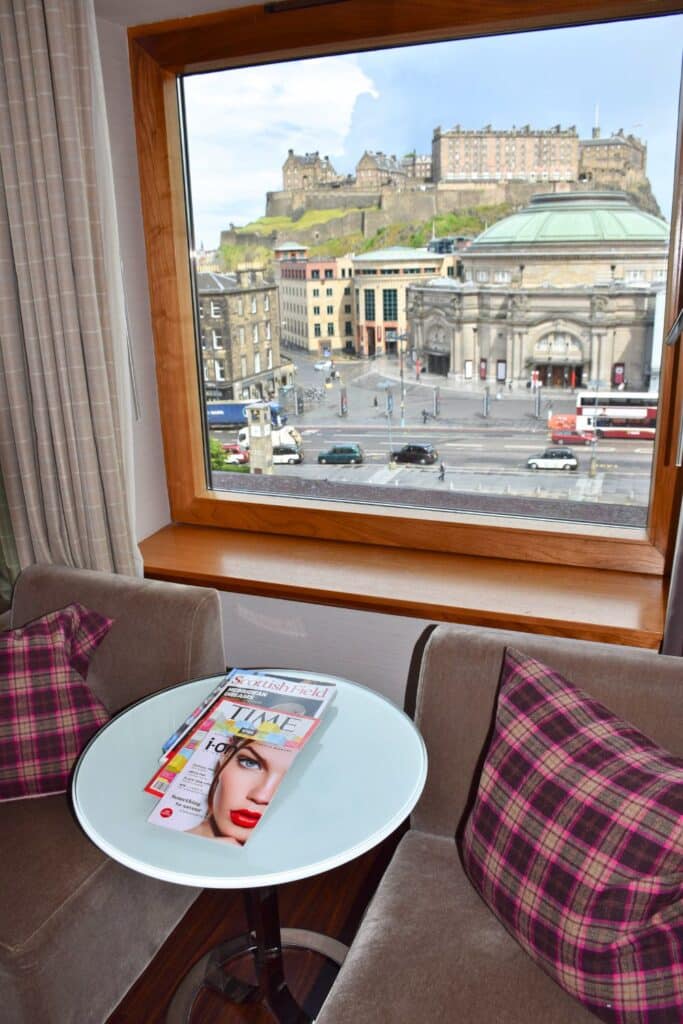 View of Edinburgh Castle from our room at the Sheraton