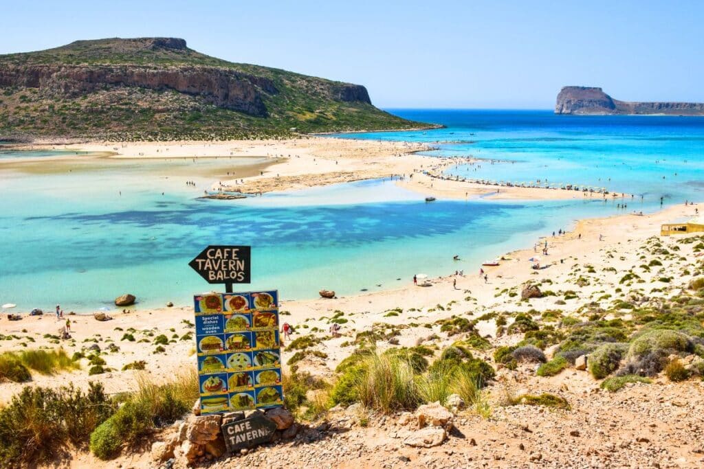 Snack Bar sign overlooking Balos Crete Greece