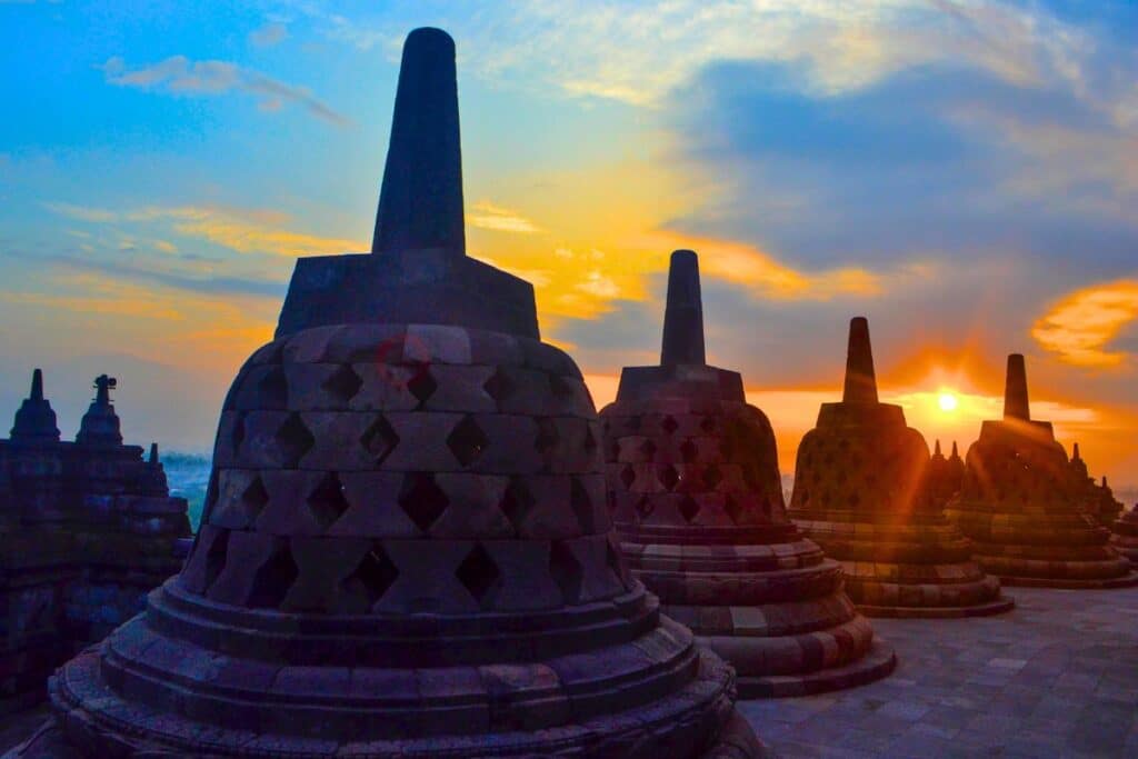 Sunrise at Borobudur Temple Java Indonesia