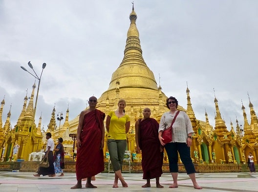 Monks Shwedagon Pagoda Myanmar